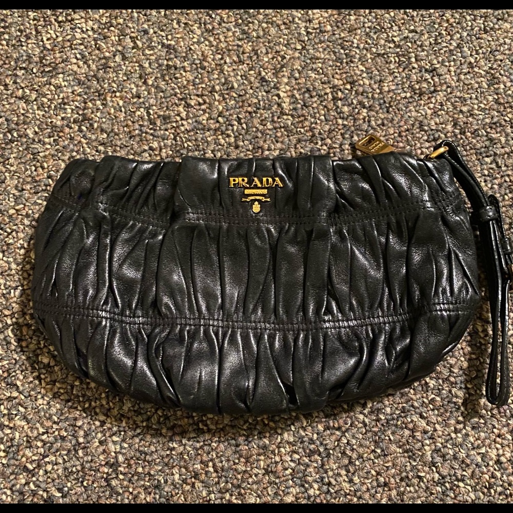 Prada Napa Gaufre Black Clutch